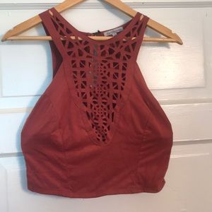 Velvet/suede crop top